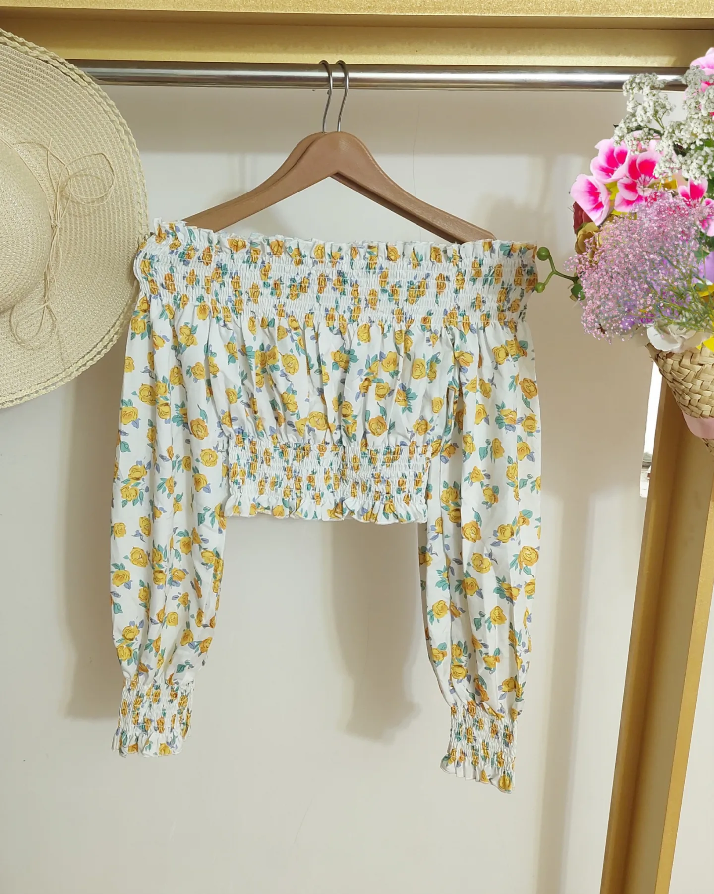 شومیز کراپ گل گلی زیبا عروسکی