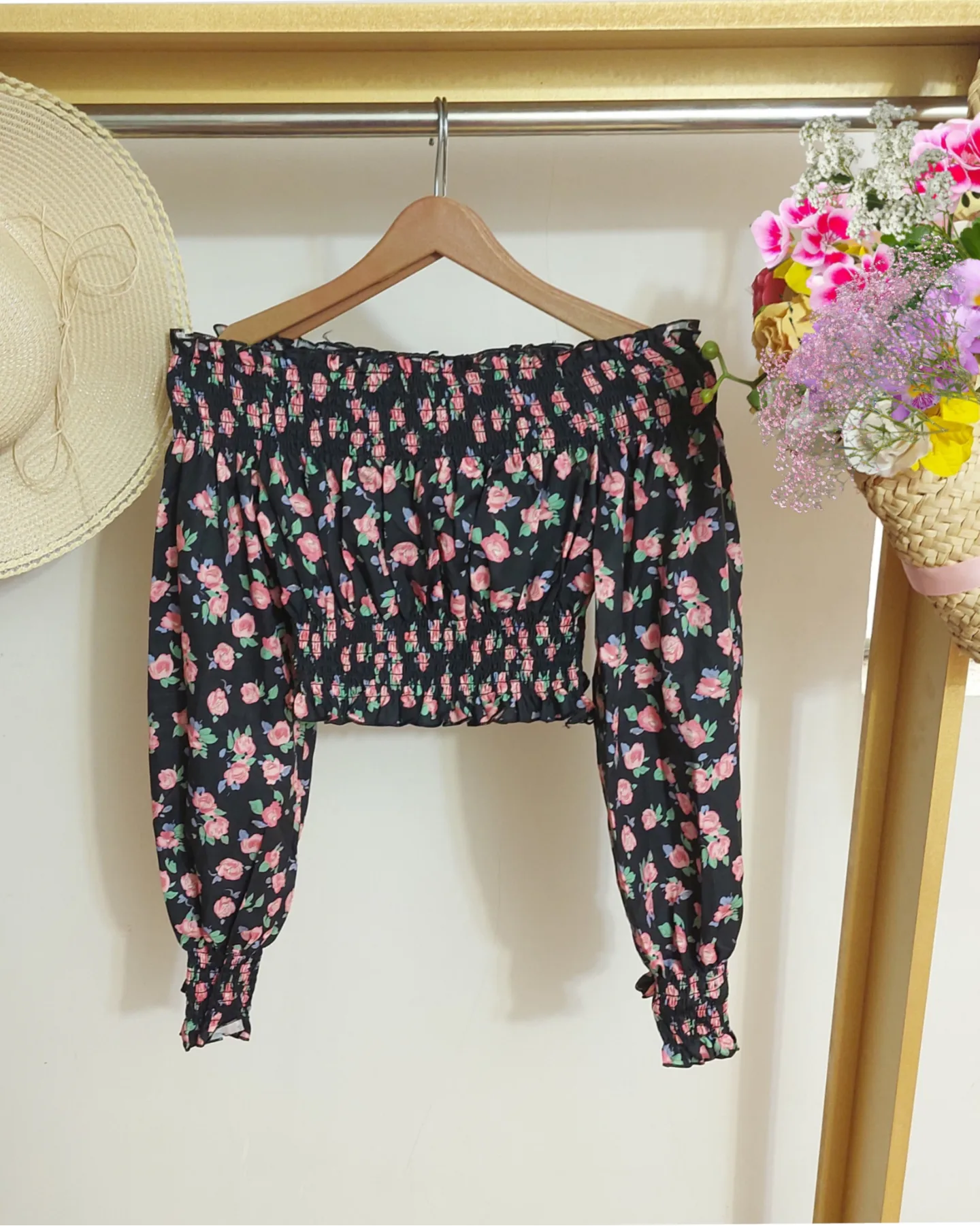 شومیز کراپ گل گلی زیبا عروسکی