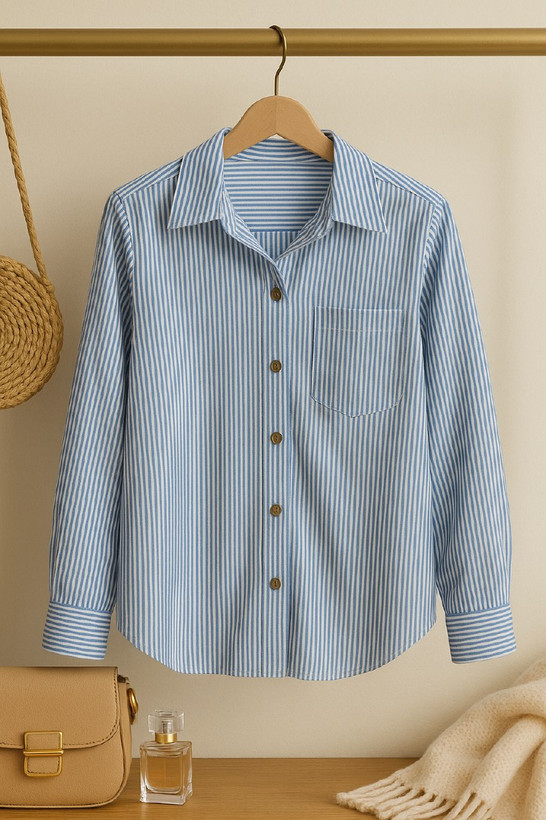 شومیز راه راه ترند آبی