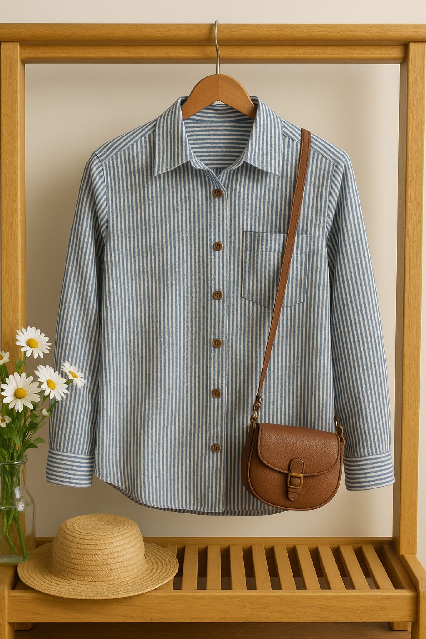 شومیز  راه راه ترند طوسی