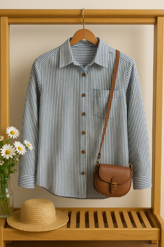 شومیز راه راه ترند طوسی