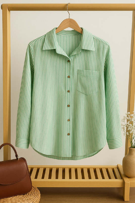 شومیز راه راه سبز