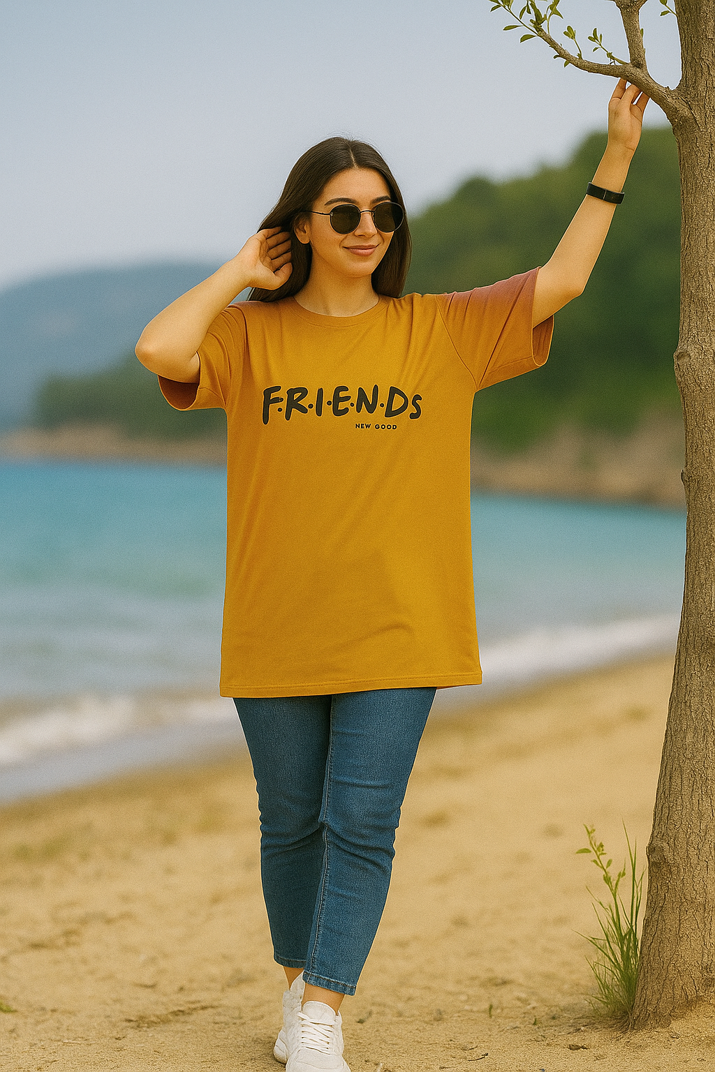 تیشرت لانگ آجری زیبا