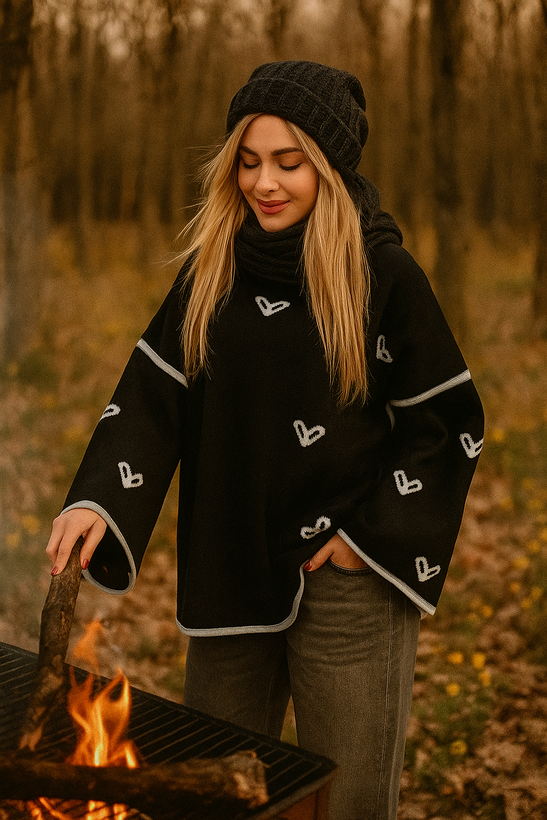 بافت جذاب طرح قلب مشکی