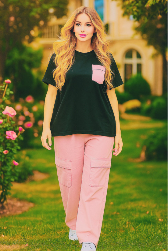 ست جذاب اسپرت مشکی صورتی