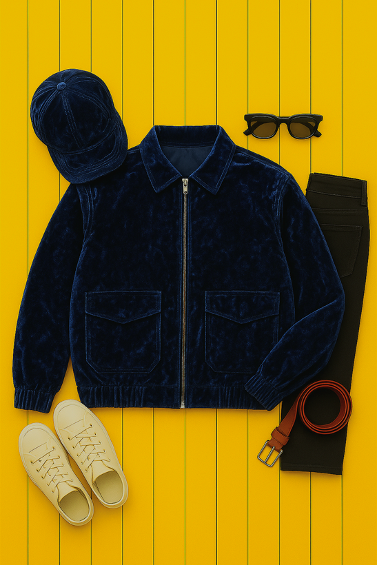 بامبر جذاب مخمل کبریتی سورمه ای