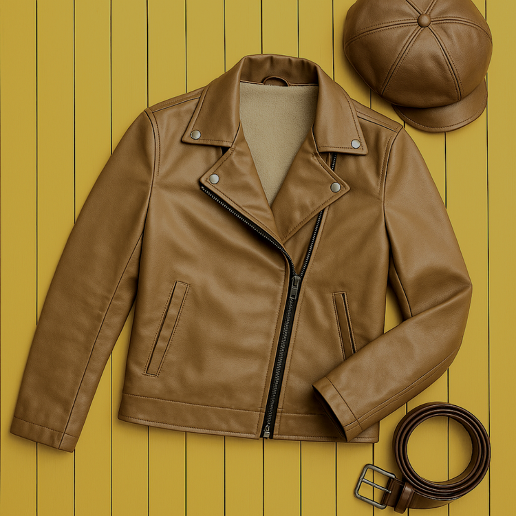 کت چرم زیبا نسکافه ای